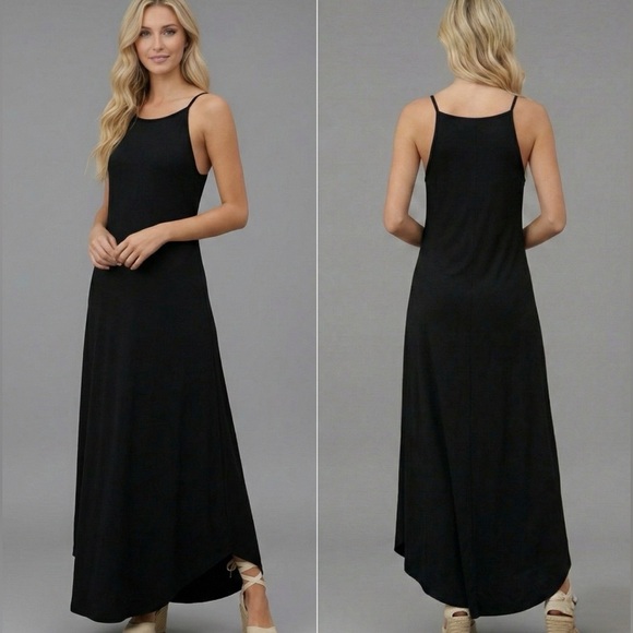 By Design Dresses & Skirts - Black Curved Hem Cami Dress
